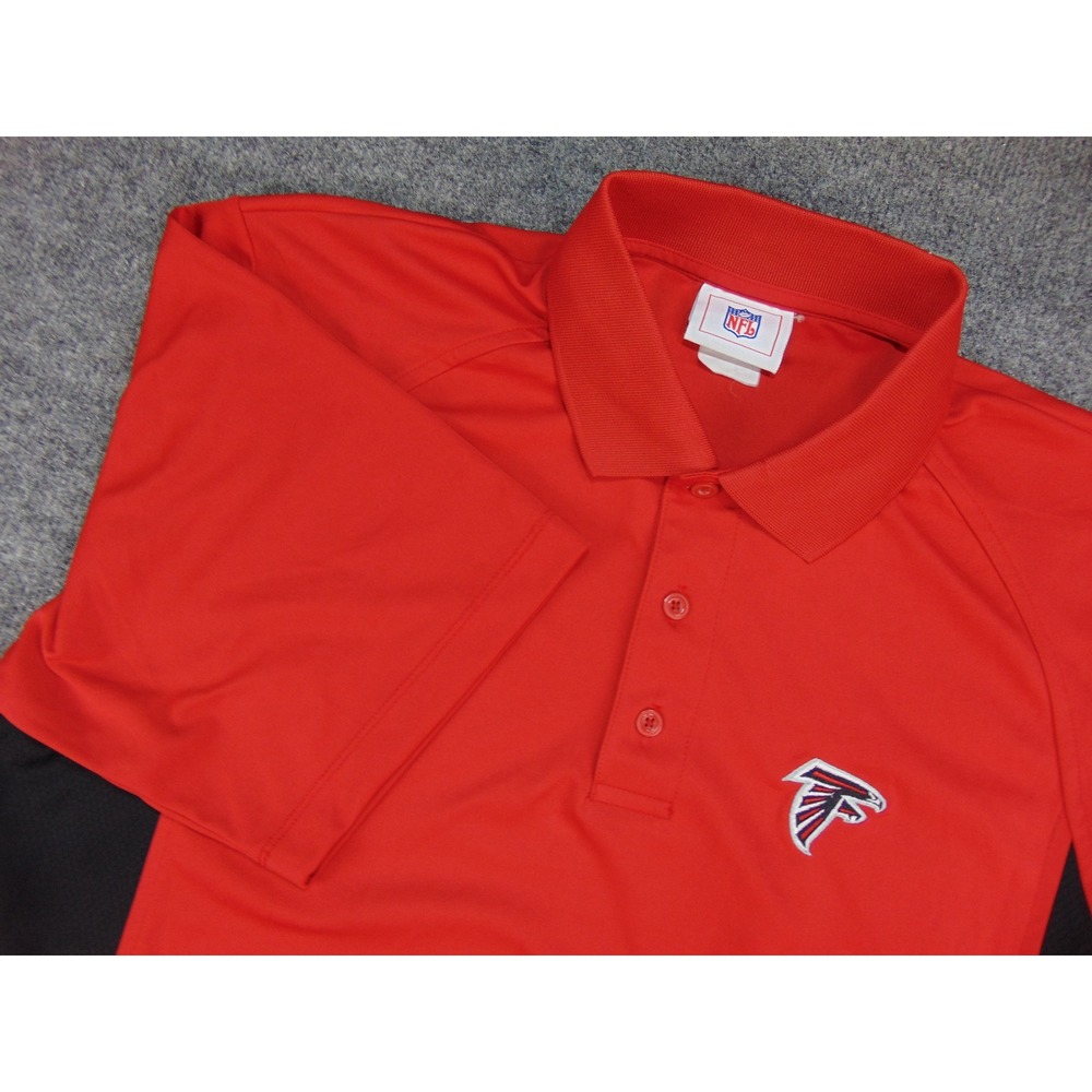 Atlanta Falcons Polo Shirt Mens Large Red Colorblock Football‎ Embroidered